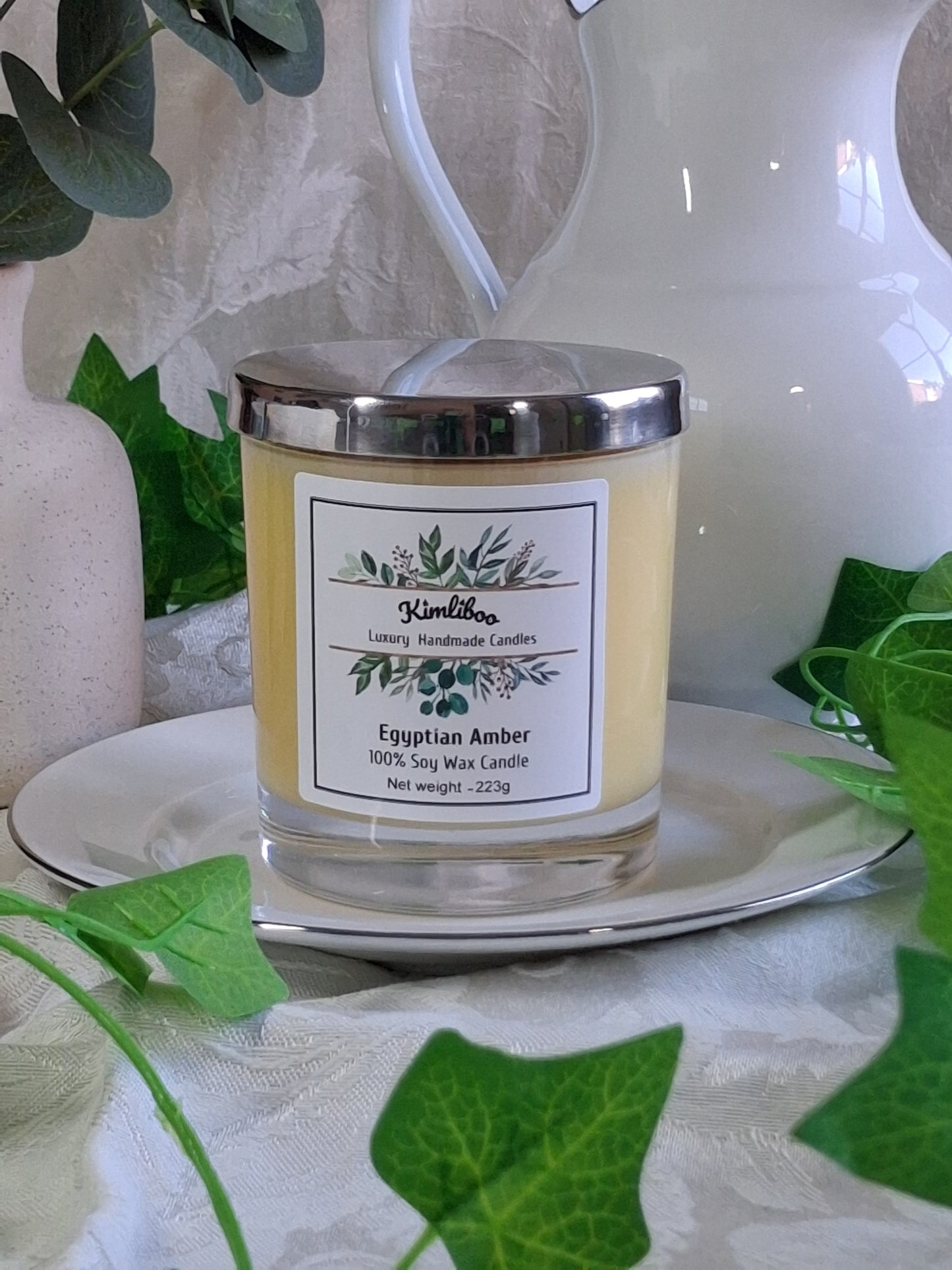 Eco-friendly Soy Wax Egyptian Amber Wood Wick Candle with Minihearts