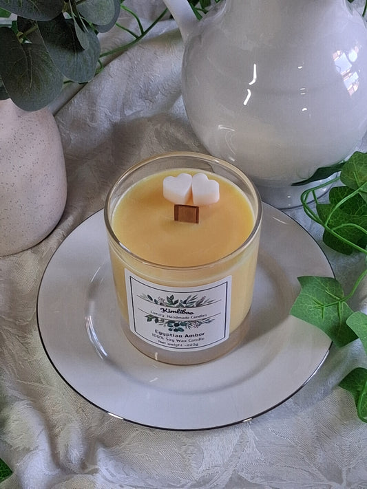 Eco-friendly Soy Wax Egyptian Amber Wood Wick Candle with Minihearts