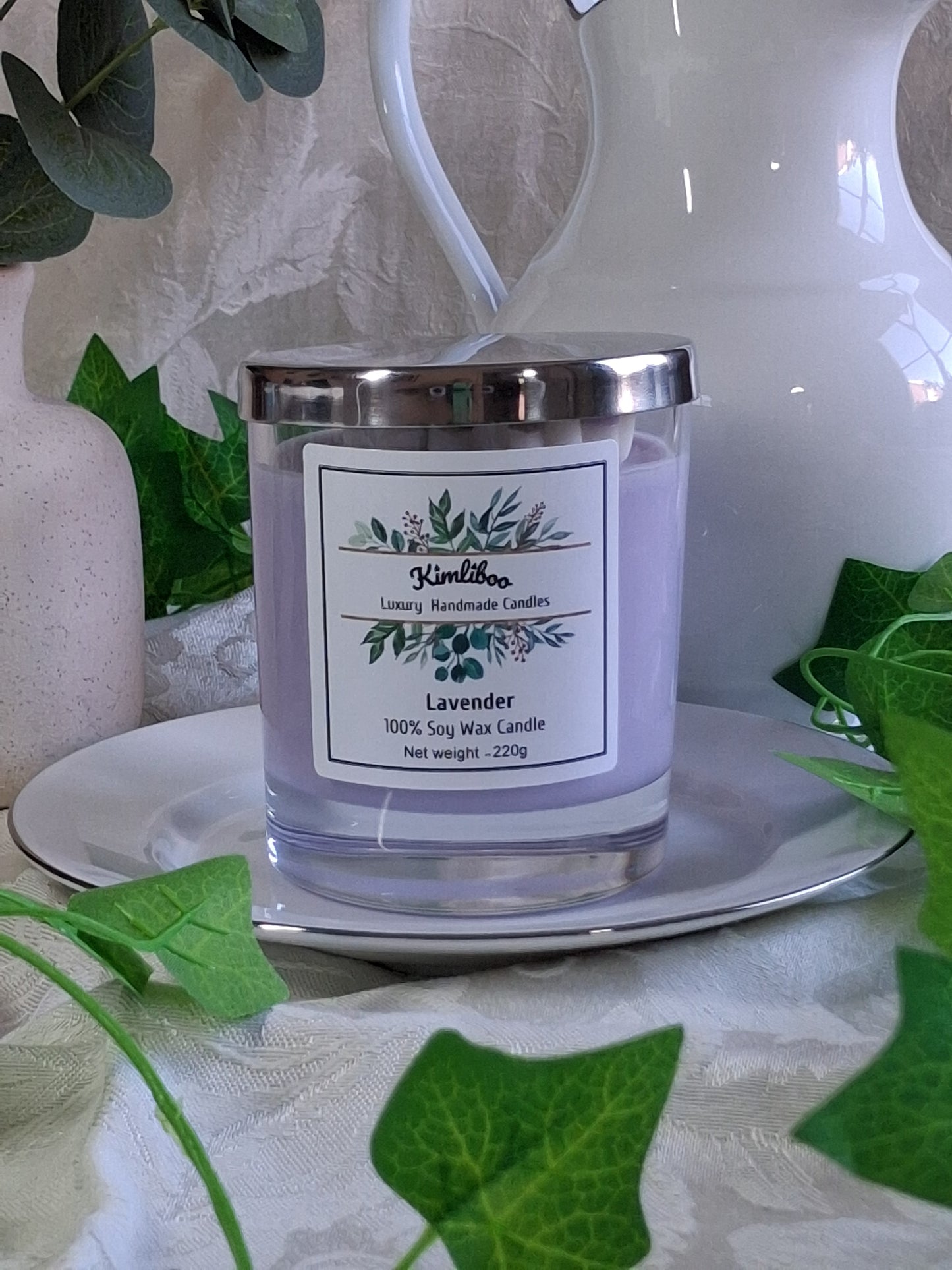 Eco-friendly Soy Wax Lavender Wood Wick Candle with Large Daisy