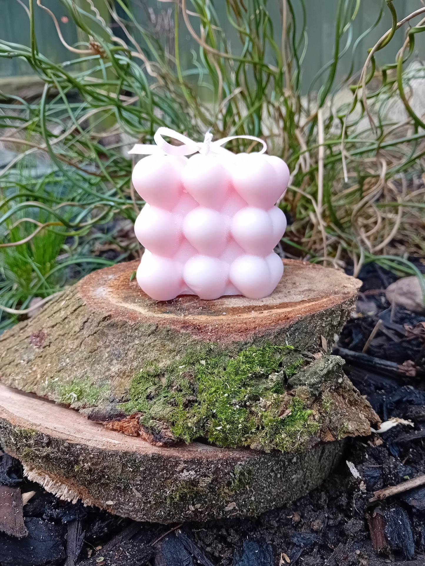 Eco-friendly Fragranced Soy Wax Heart Bubble Candle - Pink