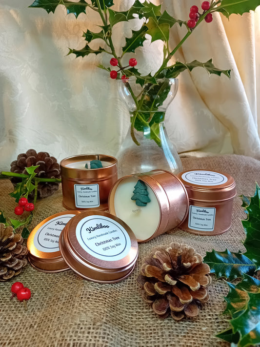 Small Rose Gold Candle Tin (Christmas Tree)