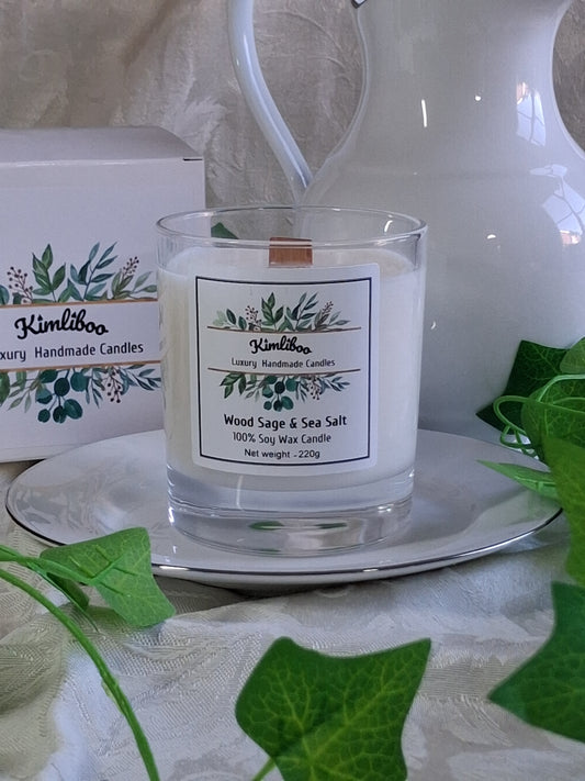 Wood Sage & Sea Salt Scented Wood Wick Candle